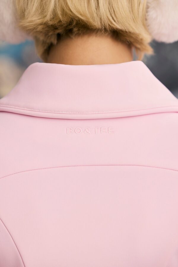 Fleece-Lined Belted Ski Suit in Pastel Pink - Image 5