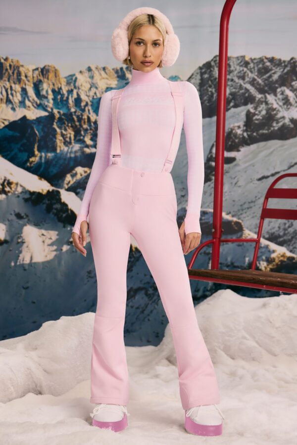 Fleece-Lined Ski Trousers in Pastel Pink - Image 6