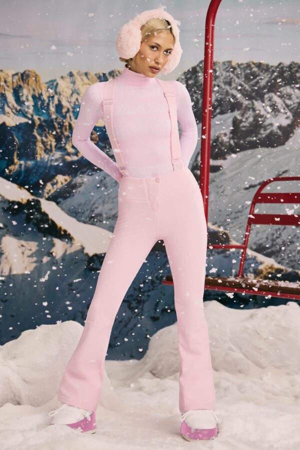 Fleece-Lined Ski Trousers in Pastel Pink - Image 9