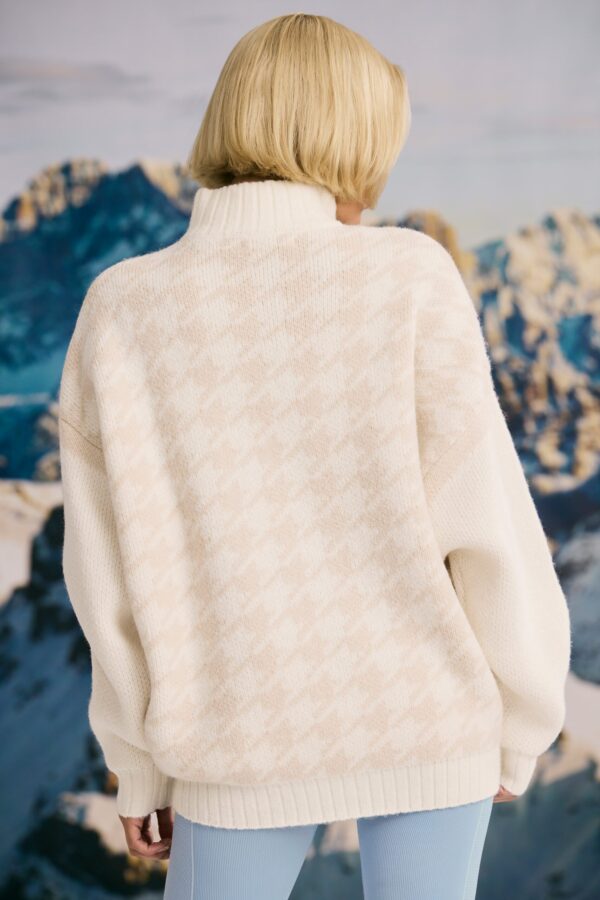Oversized Half-Zip Chunky-Knit Jumper in Ice White - Image 2