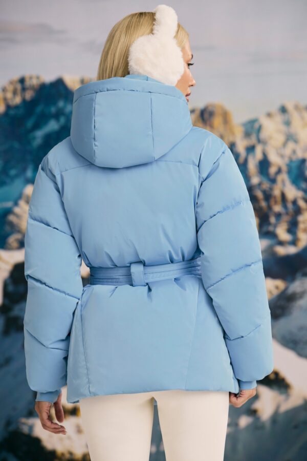 Oversized Quilted Hooded Ski Jacket in Ice Blue - Image 2