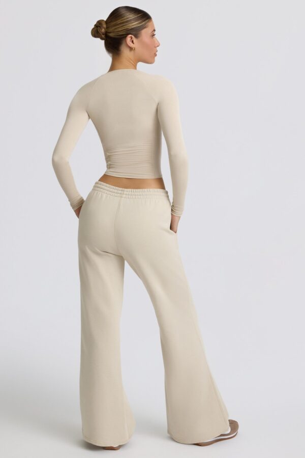Low-Rise Wide-Leg Joggers in Bone - Image 2