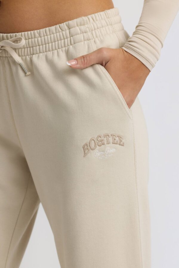 Low-Rise Wide-Leg Joggers in Bone - Image 4