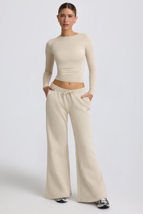 Low-Rise Wide-Leg Joggers in Bone - Image 5