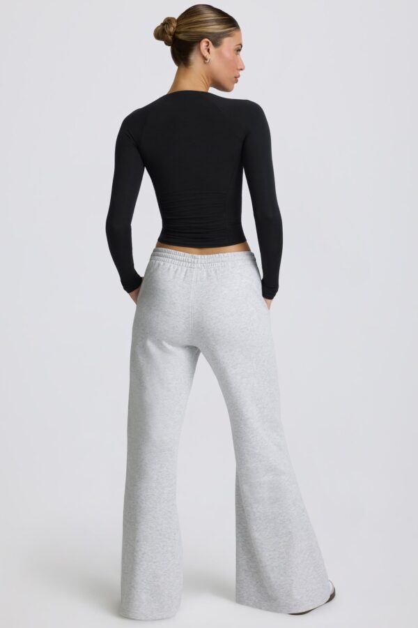 Low-Rise Wide-Leg Joggers in Grey Marl - Image 3