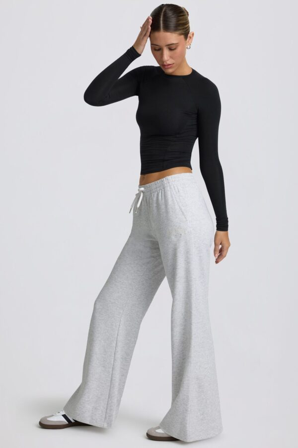 Low-Rise Wide-Leg Joggers in Grey Marl - Image 4