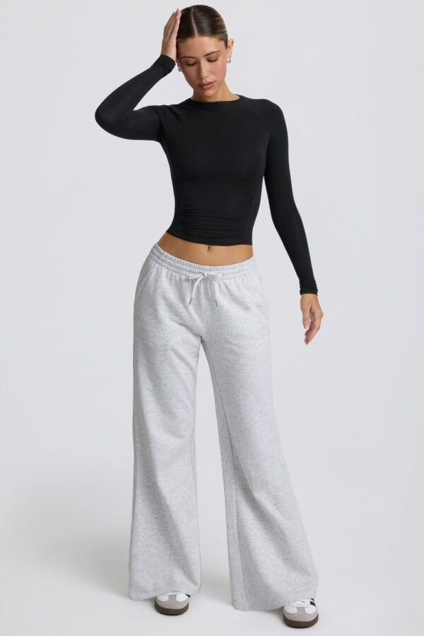 Low-Rise Wide-Leg Joggers in Grey Marl - Image 6