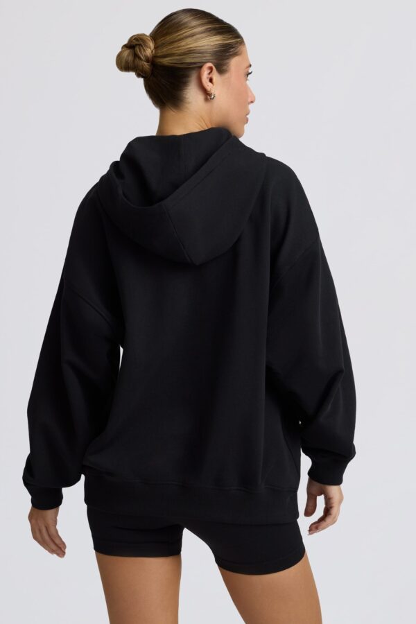 Oversized Zip-Up Hoodie in Black - Image 2