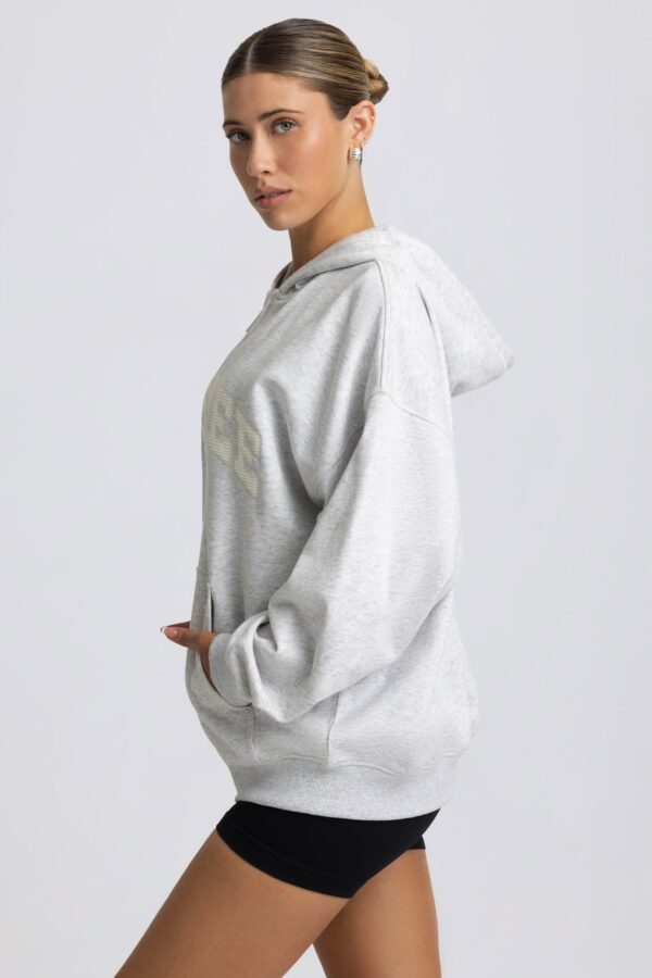 Oversized Zip-Up Hoodie in Grey Marl - Image 4