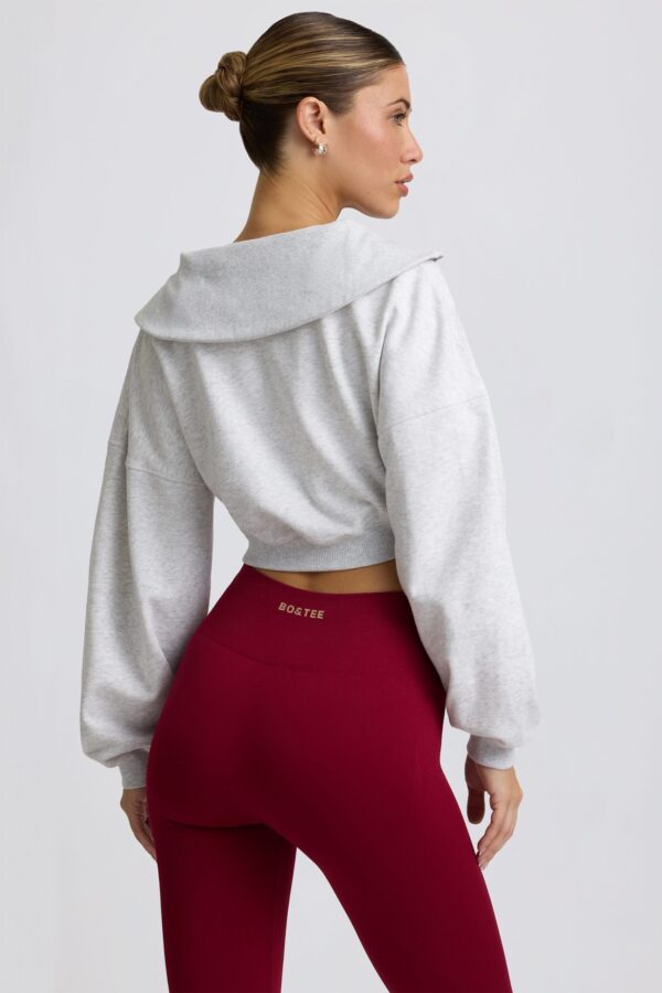 Quarter-Zip Cropped Sweatshirt in Grey Marl - Image 3