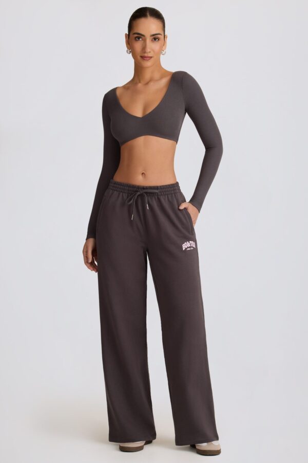 Mid-Rise Wide-Leg Joggers in Charcoal Grey - Image 6
