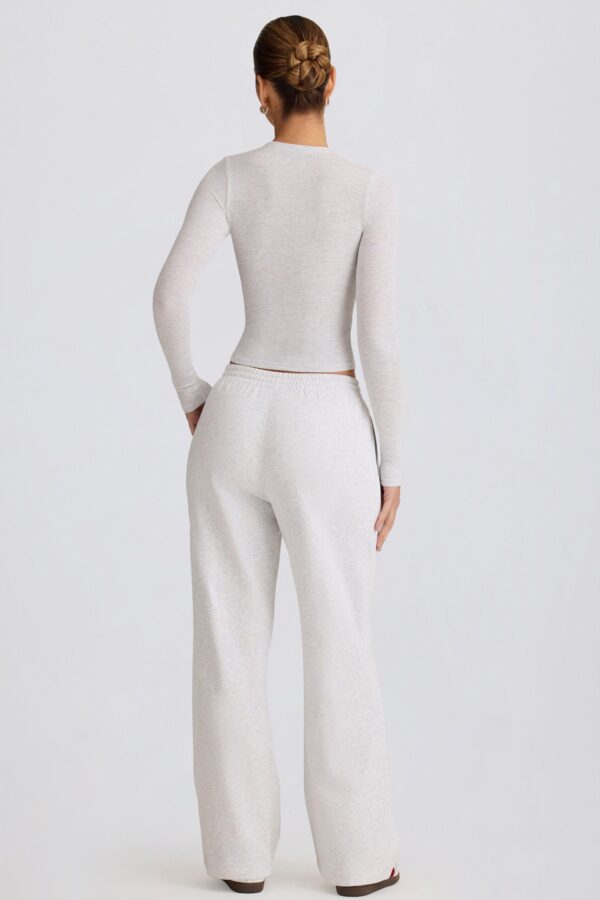 Mid-Rise Wide-Leg Joggers in Grey Marl - Image 2