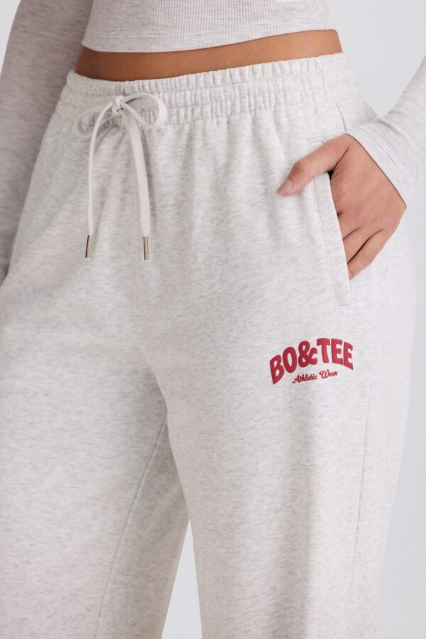 Mid-Rise Wide-Leg Joggers in Grey Marl - Image 4