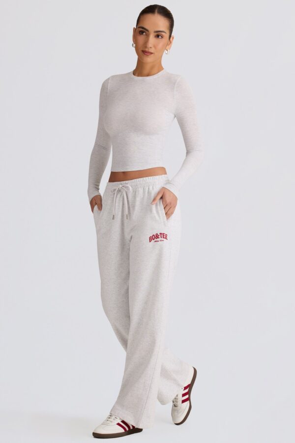 Mid-Rise Wide-Leg Joggers in Grey Marl - Image 6