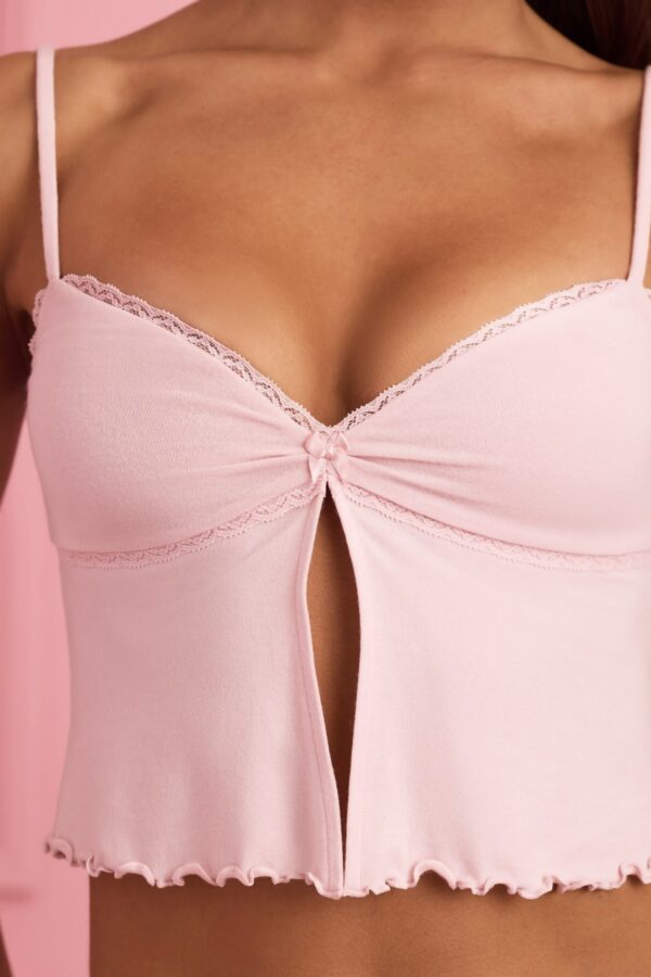 Lace-Trim Babydoll Pyjama Top in Baby Pink - Image 5