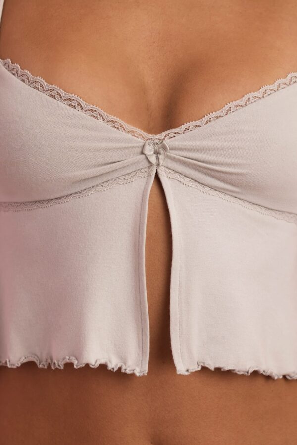 Lace-Trim Babydoll Pyjama Top in Cloud Grey - Image 5