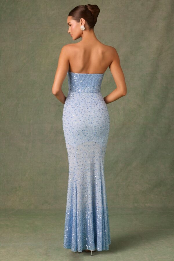 Embellished Sweetheart-Neck Fishtail Gown in Sky Blue - Image 2