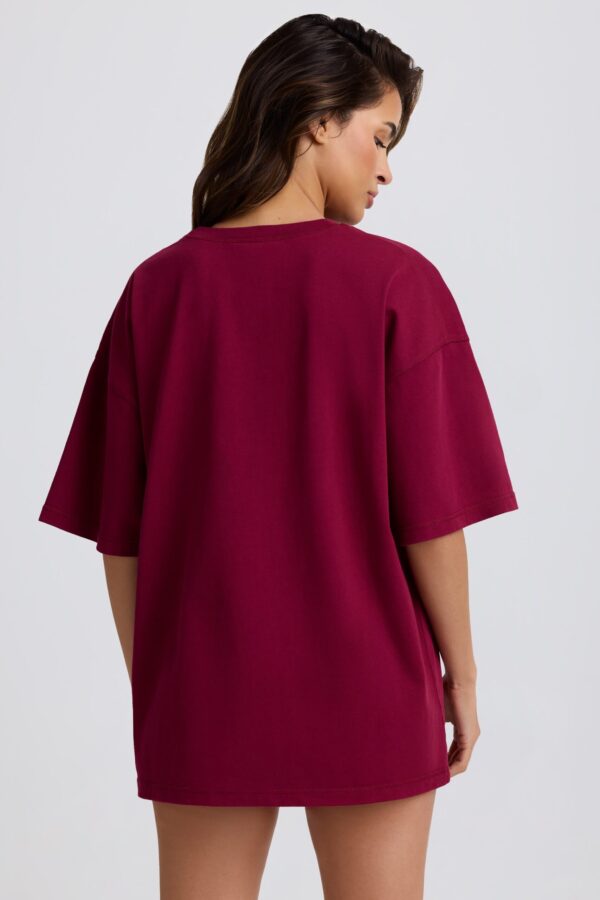 Oversized T-Shirt in Burgundy - Image 3